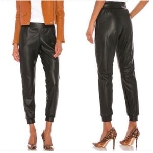 Commando Women Medium Pull On Black Faux Leather Jogger Pockets Hi-Rise